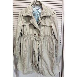 Liz lange Maternity for Target Khaki Trench Coat Size XXL Lined Paisley Smocked